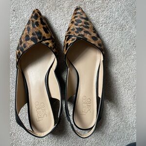 Franco Sarto size 8 leopard sling back flats